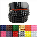 Punk Rock ! 3-Row Metal Pyramid Studded Leather Belt Unisex Mens Womens Goth Emo